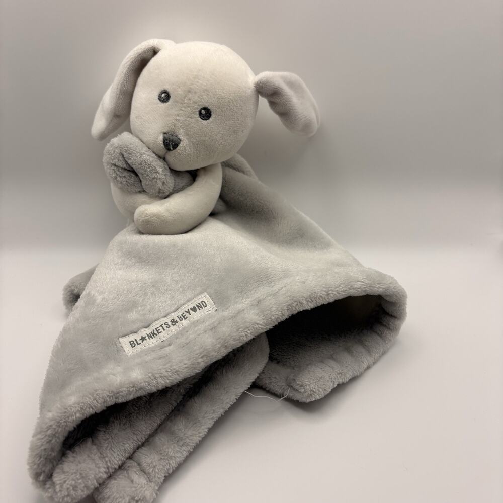 Blankets and Beyond Gray Bunny Lovey White Security Hugging Baby Plush Toy